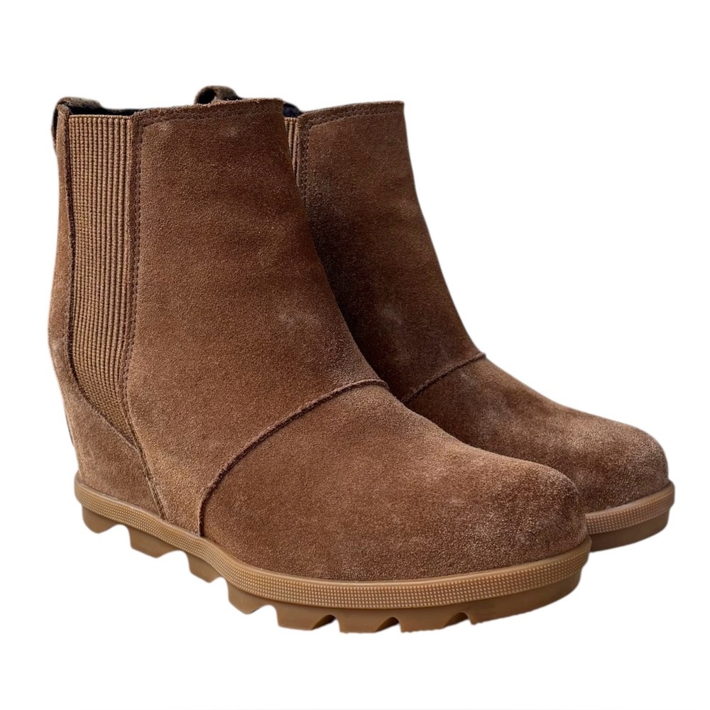 SOREL “Joan of Artic” Camel Suede Wedge Ankle Boots